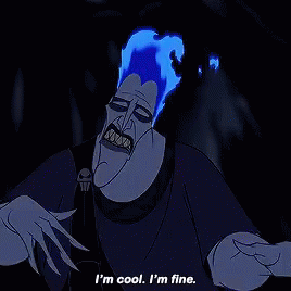 Blue Hair Cartoon Says I'm Cool I'm Fine