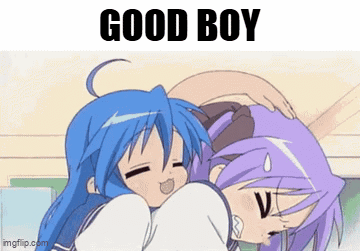 Blue Hair Girl And Purple Hair Girl Saying Good Boy GIF