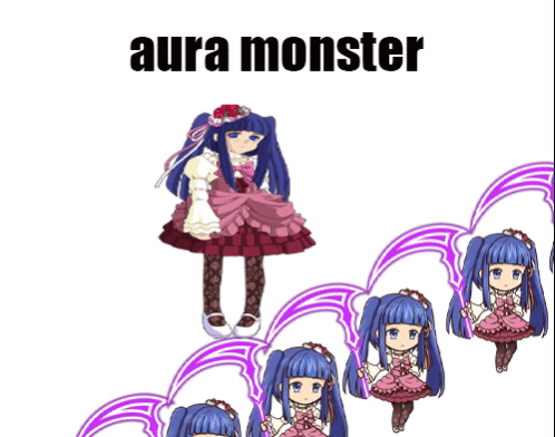Blue Hair Girl Aura Monster