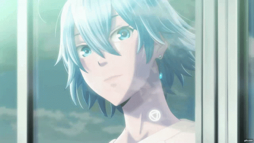 Blue Hair Girl Looking Out Window gif.com