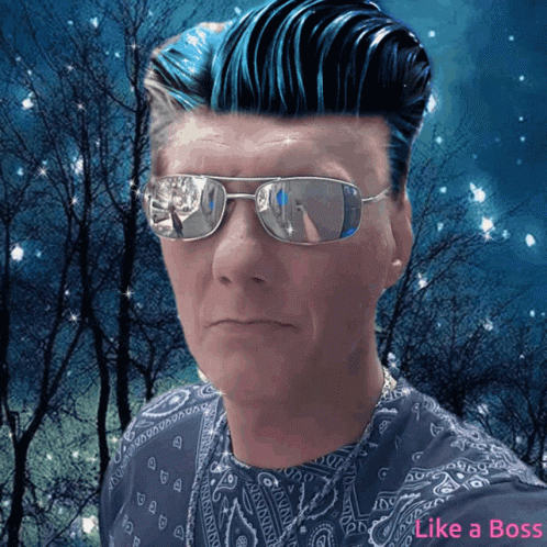 Blue Hair Man With Sunglasses and Bandana Like a Boss
