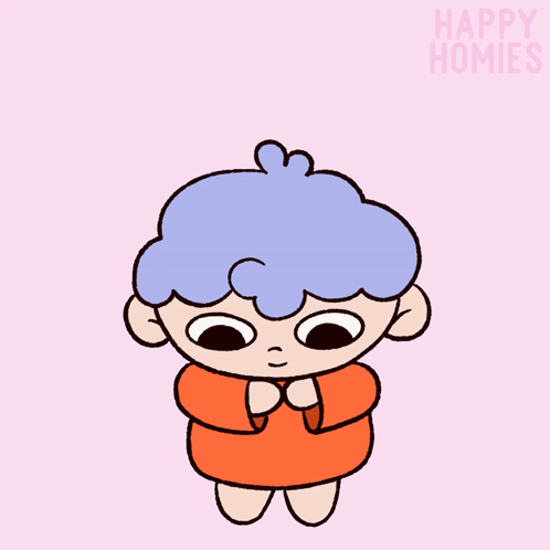 Blue Hair Person Saying Happy Homieo