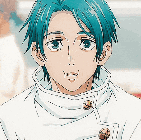 Blue Hair Yuta Okkotsu Eating GIF