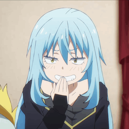 Blue Haired Anime Character Making Face GIF