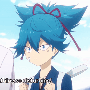 Blue Haired Anime Character Saying Thing So Disturbing GIF