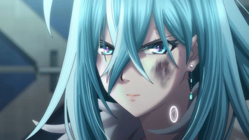 Blue Haired Anime Character With Circle on Ear