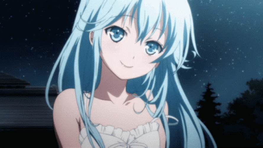 Blue Haired Anime Girl Erio Towa GIF