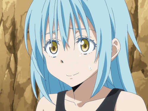 Blue Haired Anime Girl With Yellow Eyes GIF