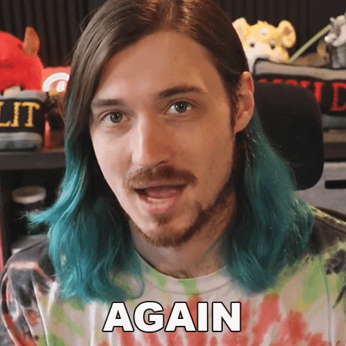 Blue Haired Bearded Man in Again Tie Dye
