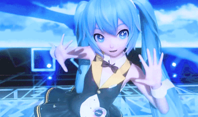 Blue Haired Blue Eyed Girl in Black and Yellow Outfit