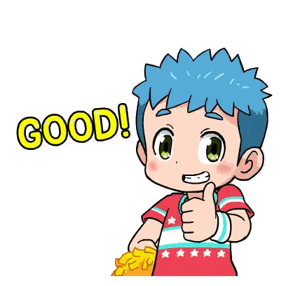 Blue-Haired Boy Giving Thumbs Up