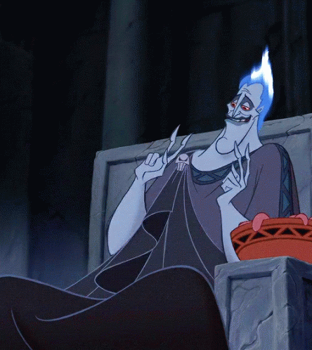 Blue-Haired Cartoon Character Eating Cupcake On Throne GIF