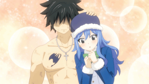 Blue-Haired Girl and Shirtless Man Fairy Tail Tattoo