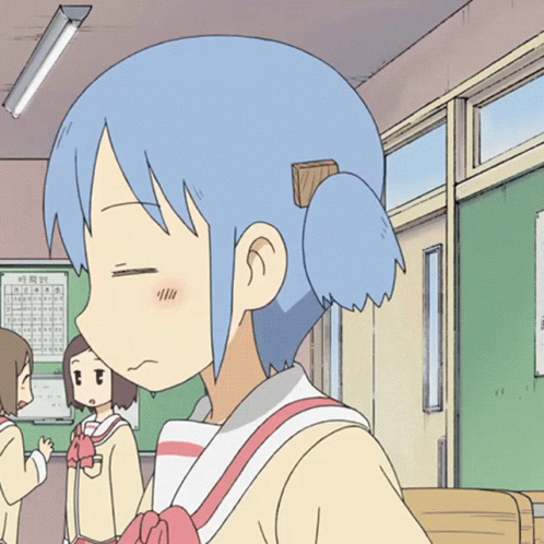 Blue-Haired Girl at Green Number Board