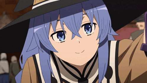 Blue-Haired Girl in Hat and Tie