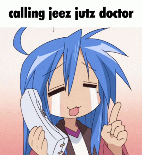Blue Haired Girl Talking on Phone