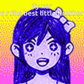 Blue Haired Girl With Bow Says Ily Xer Ur the Best Little Brother
