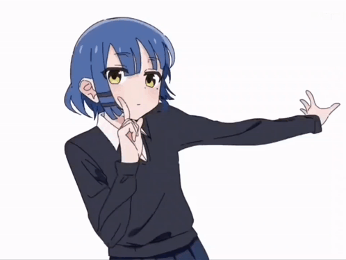 Blue-Haired Green-Eyed Girl In Black Sweater GIF