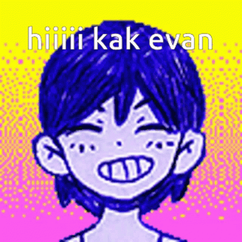 Blue-Haired Pixel Art Boy Saying Hiiiiii Kak Evan