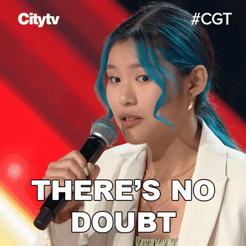 Blue Haired Woman Singing Into Microphone No Doubt GIF