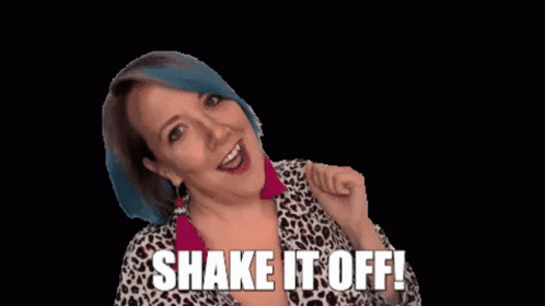 Blue-Haired Woman with Leopard Print Shirt and Earrings