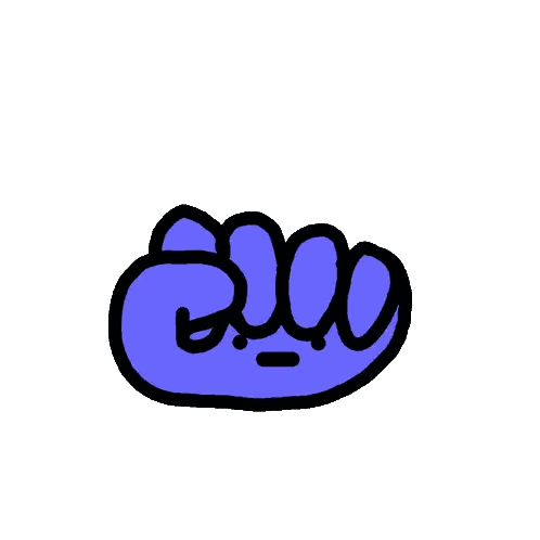 Blue Hand Making Rock Sign with Tongue Out