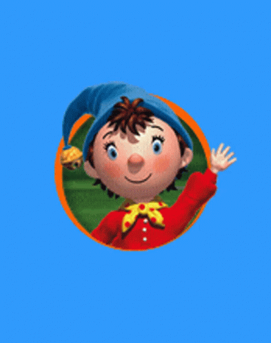 Blue Hat Cartoon Character Waving
