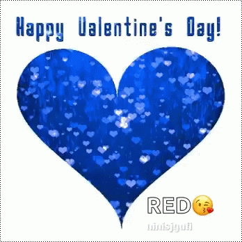 Blue Heart Saying Happy Valentine's Day GIF