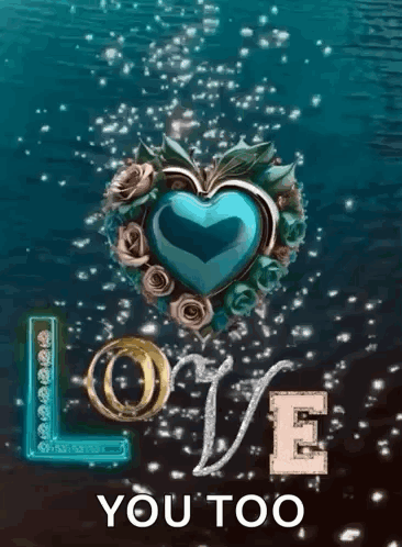 Blue Heart Surrounded by Flowers Love