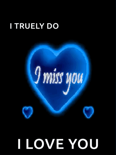 Blue Heart with I Miss You
