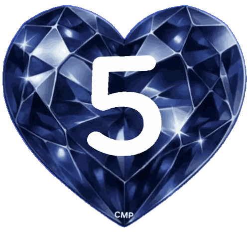 Blue Heart With Number 5