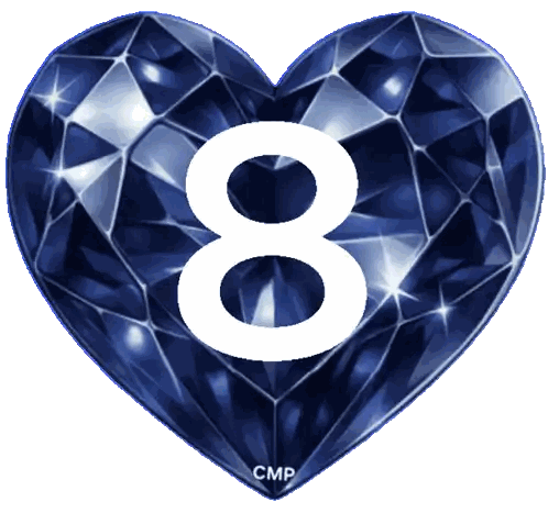 Blue Heart With Number 8