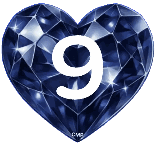 Blue Heart With Number 9
