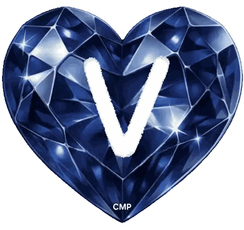 Blue Heart With V
