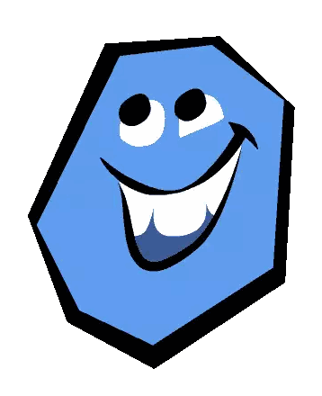Blue Hexagon With Smiley Face