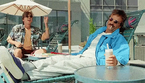 Blue Jacket Man Drinking Milkshake, Man Under Umbrella