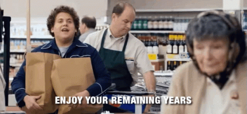 Blue Jacket Man Says Enjoy Your Remaining Years