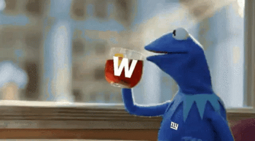 Blue Kermit Tea With Letter W GIF