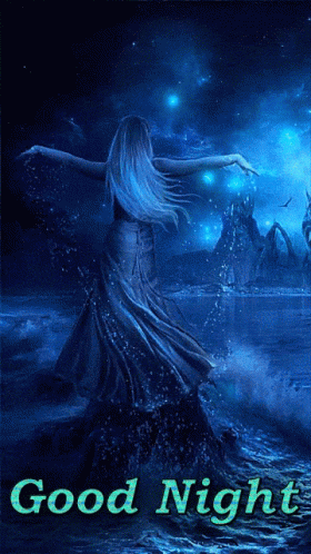 Blue Lady In Water Dobranoc GIF