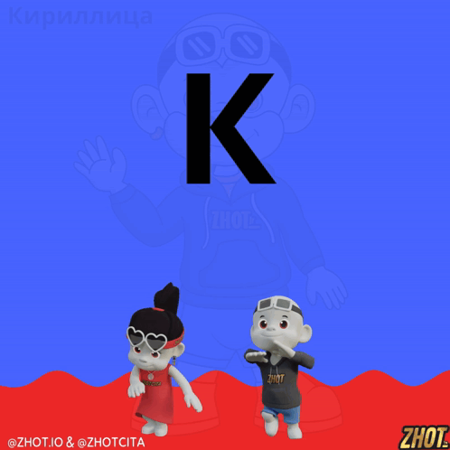 Blue Letter K With Cartoon Character