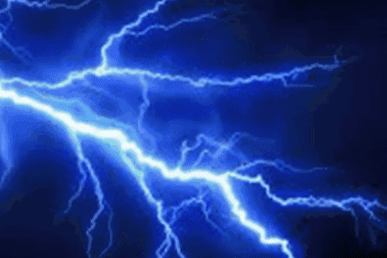 Blue Lightning Bolt In Dark Sky GIF