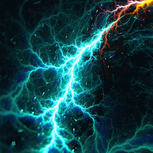Blue Lightning Bolt Strikes Dark Background GIF
