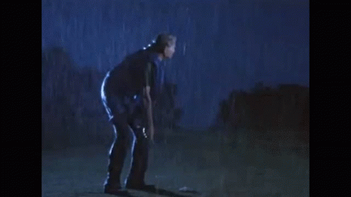 Blue Lightning Bolt Strikes Dark Sky GIF