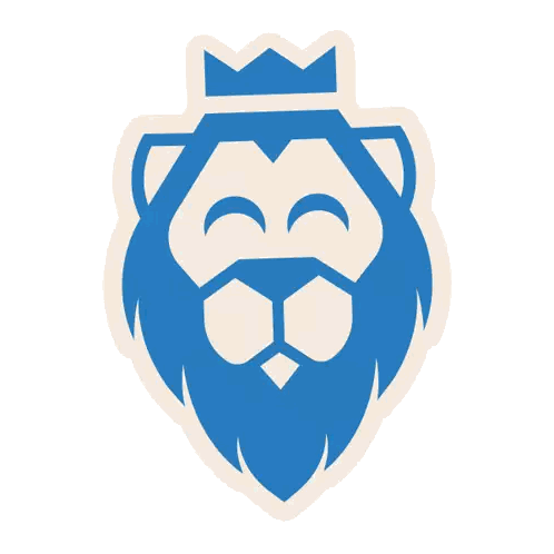Blue Lion with Crown Smiling