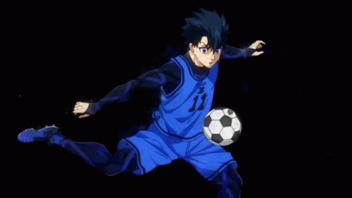 Blue Lock Isagi Kicking Soccer Ball GIF