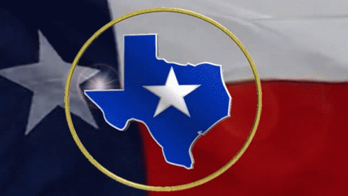 Blue Map of Texas With White Star