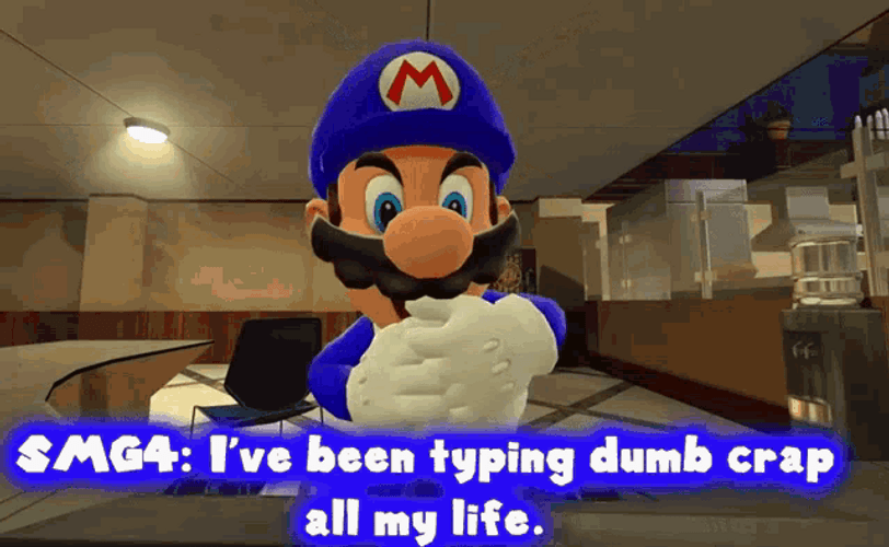 Blue Mario Typing GIF