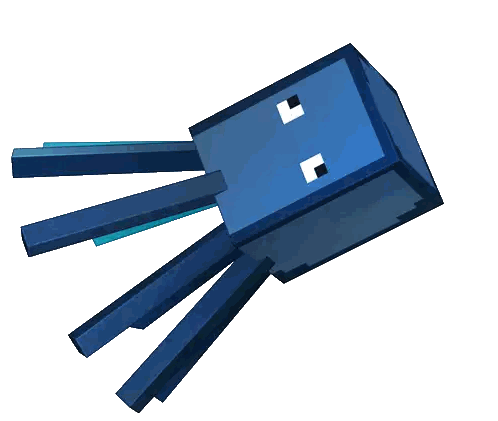 Blue Minecraft Squid with White Face