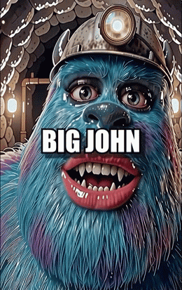 Blue Monster Beard Hard Hat Flashlight Says Big John GIF