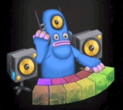 Blue Monster Playing Musical Instrument
